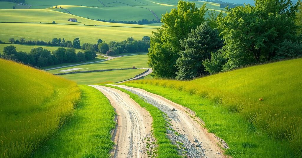 A symbolic fork in a path surrounded by lush greenery, representing choices in the workforce.