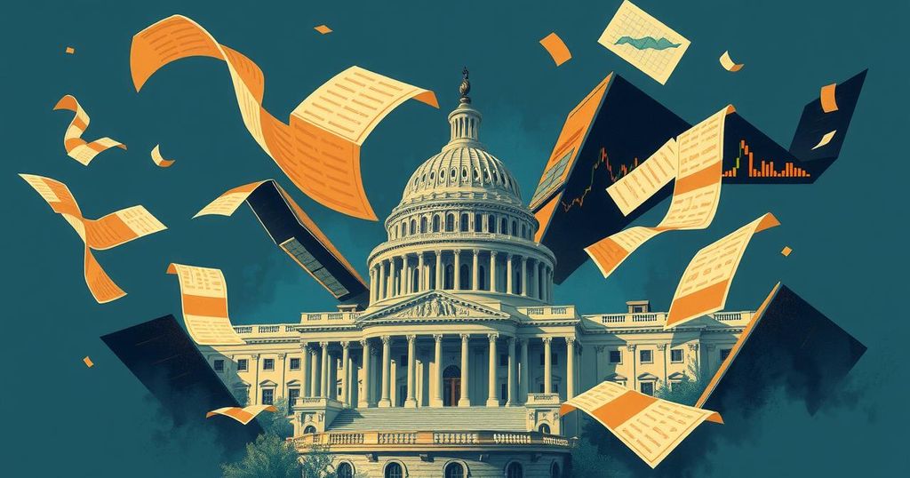 A symbolic representation of the US Capitol, showcasing tax reform discussion with abstract political elements.