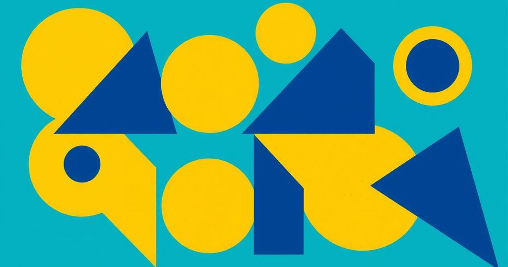 Abstract illustration of political themes with bright colours and geometric shapes, reflecting shifting perspectives.