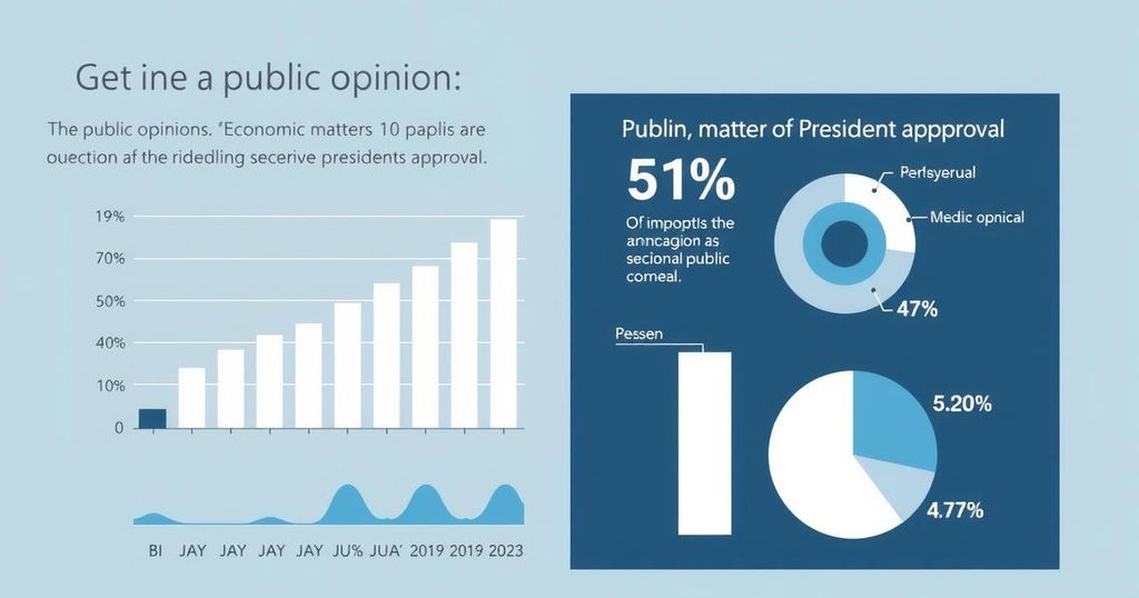 Grafico che rappresenta l'opinione pubblica su economia e approvazione presidenziale negli Stati Uniti.
