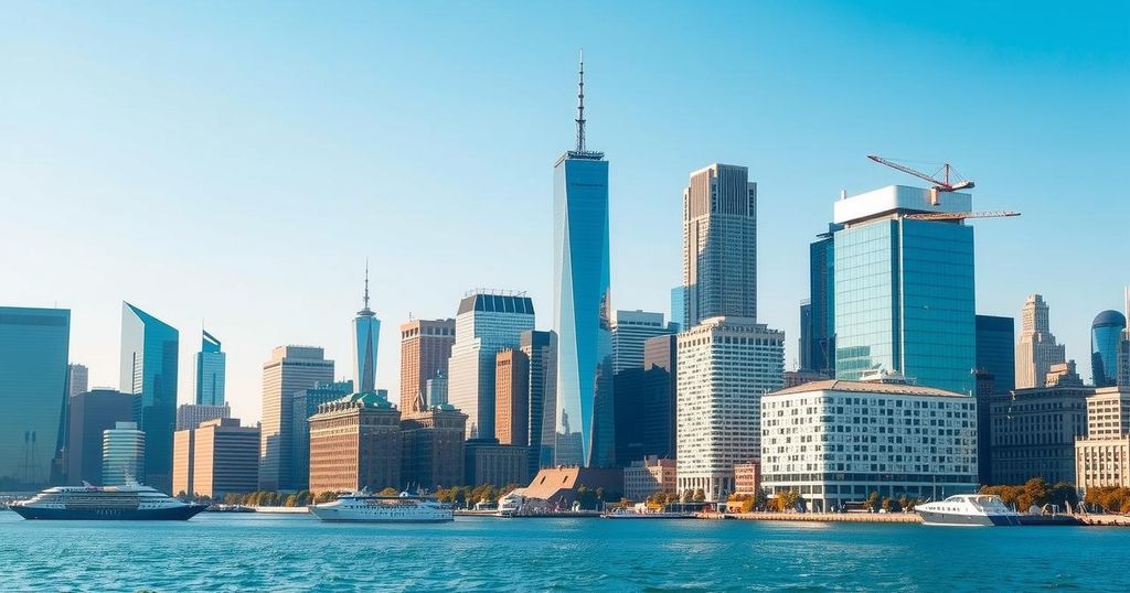 Un panorama urbano di New York City con grattacieli e un cielo sereno, rappresenta speranza e cambiamento.