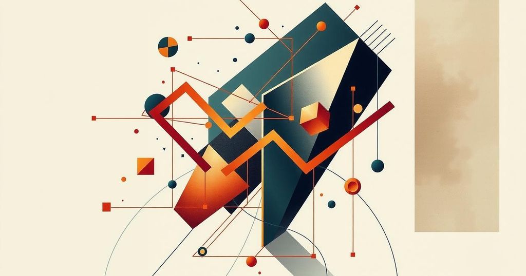 Rappresentazione astratta di una politica complessa con colori neutri e forme geometriche in stile minimalista.