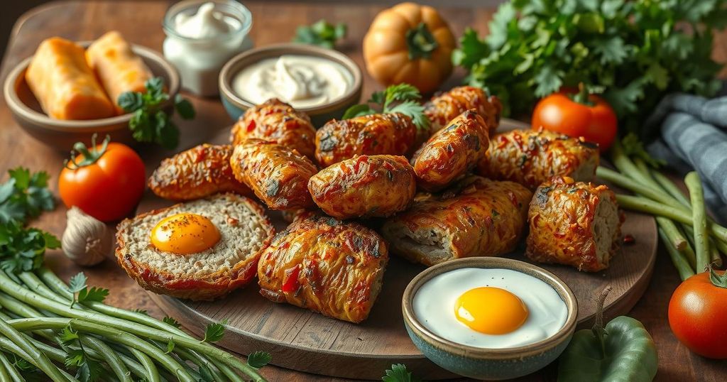 Fried food cooked in beef tallow amidst fresh vegetables highlighting healthy eating and transparency in ingredient sourcing.