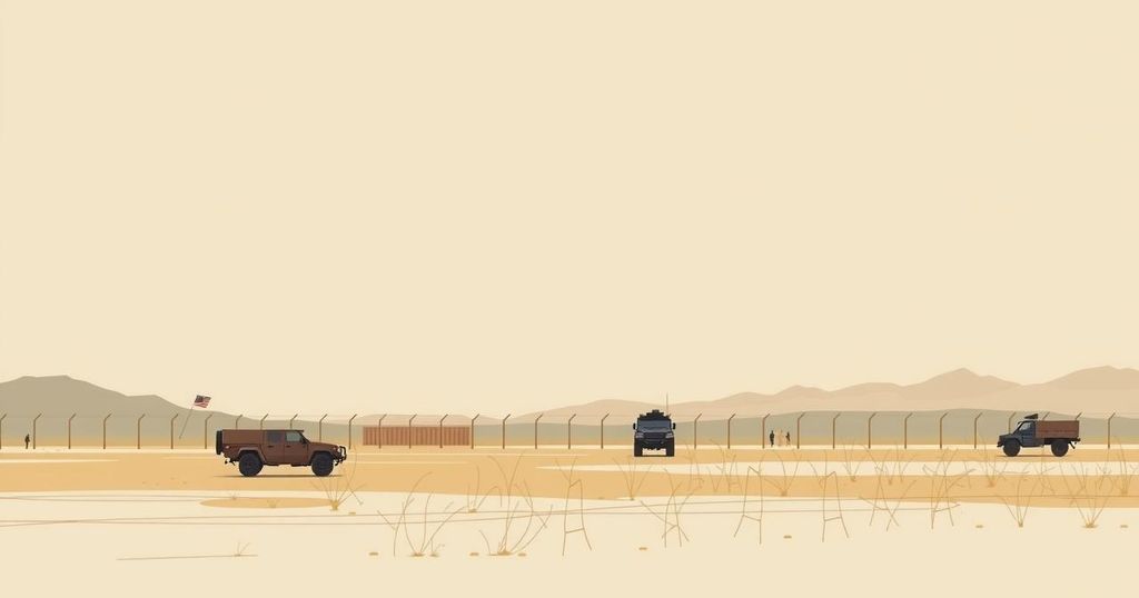 A conceptual illustration of the U.S. military's evolving role under political change, featuring a border scene.