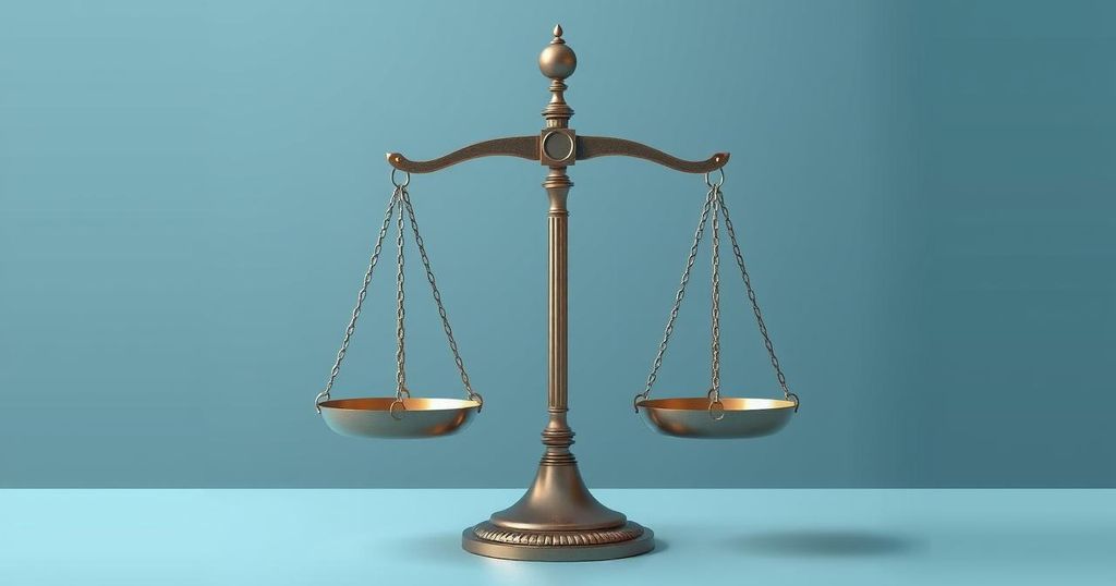 Rappresentazione astratta di una balanza che simboleggia il bilanciamento tra regolamenti e industria.