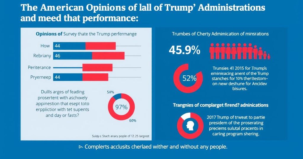 Grafica informativa che rappresenta le opinioni degli americani nei confronti della presidenza Trump.